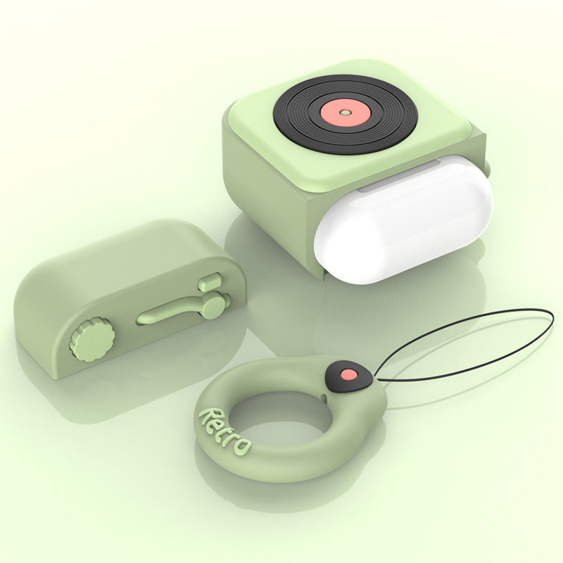 Cartoon Retro Gramophone Bluetooth Headset Silicone Case | Trendy World Goods