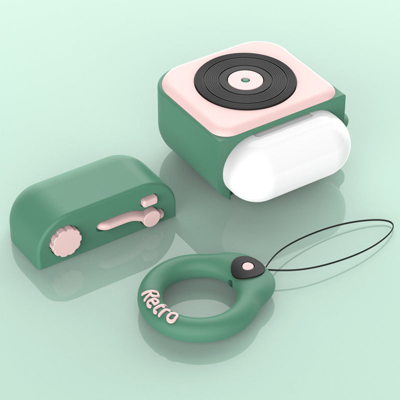 Cartoon Retro Gramophone Bluetooth Headset Silicone Case | Trendy World Goods