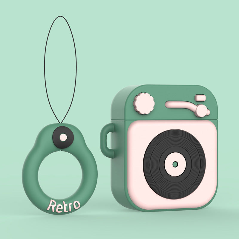 Cartoon Retro Gramophone Bluetooth Headset Silicone Case | Trendy World Goods