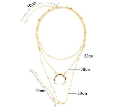 Fashion Multilayer Crescent Moon Choker Necklace - Trendy World Goods