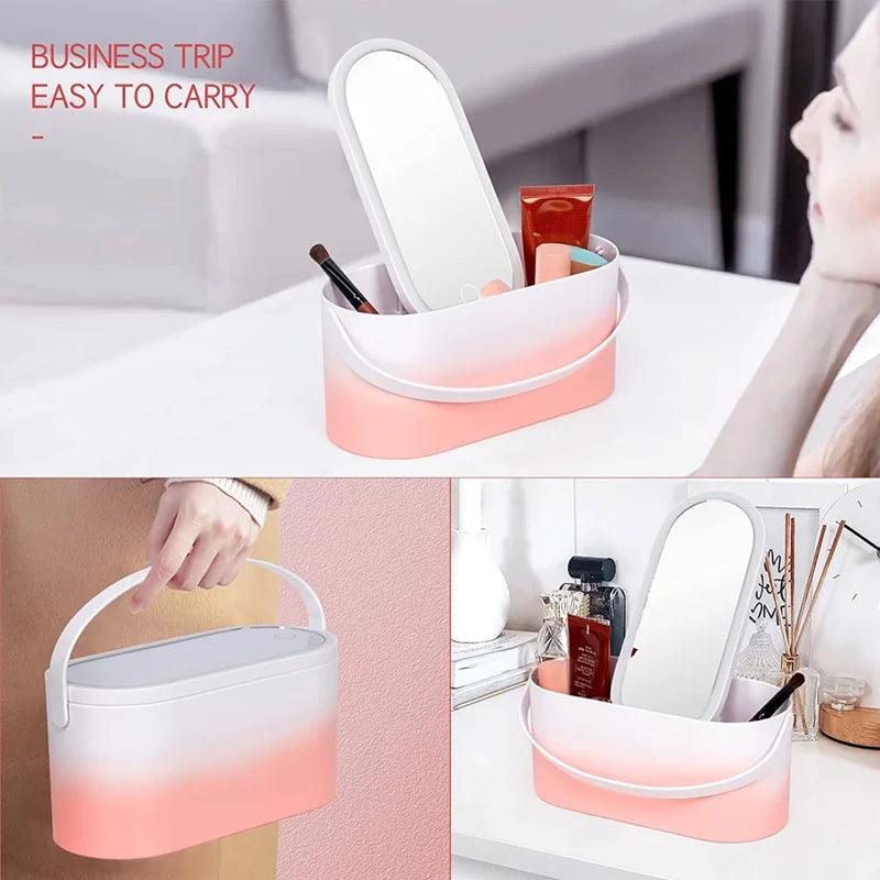 Travel LED Light Cosmetic Mirror Storage Box - Trendy World Goods