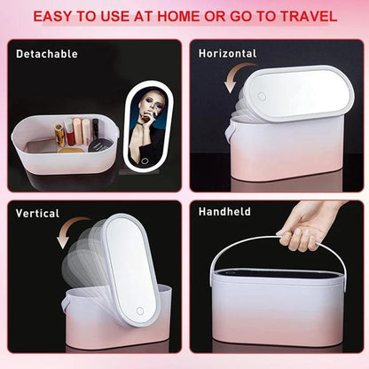 Travel LED Light Cosmetic Mirror Storage Box - Trendy World Goods